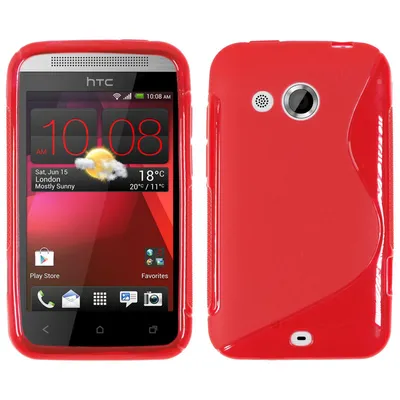 Produktbild von PhoneNatic Case kompatibel mit HTC Desire 200 - rot Silikon Hülle S-Style + 2 Schutzfolien