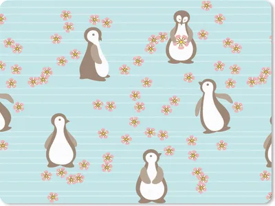 Produktbild von MuchoWow® Mauspad Mousepad Blumen - Gestaltung - Pinguin 23x19 cm - Mousepads - Maus Mat - Pad - Mausunterlage - Schreibtischunterlage - Mauspad