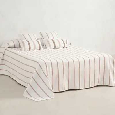 Produktbild von Gamusi Retta – Leichte, gestreifte Tagesdecke – 180 x 270 cm – Überwurf aus Baumwolle/Polyester für die Übergangszeit