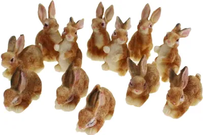 Produktbild von 12 mini Hasen braun H2,2-3cm im Set Polyresin Osterhase Krippe Streudeko Ostern