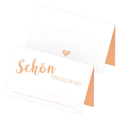 Produktbild von itenga 24 x Tischkarten "Schön dass du da bist" apricot