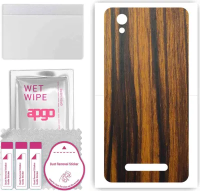 Produktbild von apgo Rückseite Schutzfolie, Skin, kompatibel mit ZTE Blade A5 (2019), Hinten Displayschutzfolie aus Vinylfolie, kratzfest, einfache Montage - Tigerwood