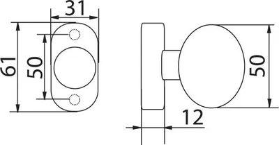Zdjęcie produktu dla Pokrętło dwustronne, zakrzywione 262 OV, na owalnej płytce, kwadrat 8 mm, rozstaw śrub 50 mm, stal nierdzewna (zestaw)