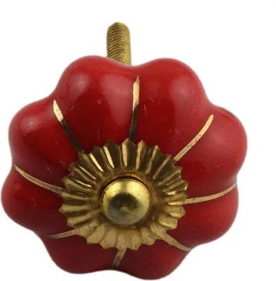 Produktbild von Möbelknauf aus Keramik Shabby Chic Rosette - einfarbig - rot