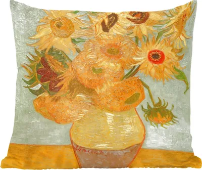 Produktbild von MuchoWow® Zierkissen Sofakissen Wohnzimmer Dekokissen 60x60 cm Sonnenblumen - Vincent van Gogh - Sitzfläche - Foto Polster
