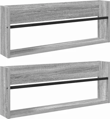 Image de vidaXL Étagère à magazines 2 pcs Gris Sonoma 80 x 12 x 30 cm Bois composite