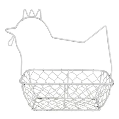 Produktbild von Clayre & Eef Eierkorb 27 cm Weiß Metall Huhn