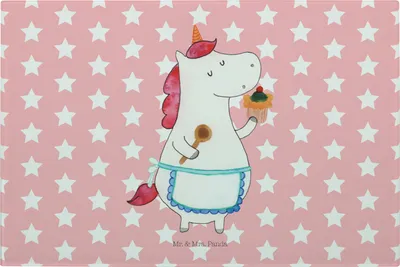 Produktbild von Mr. & Mrs. Panda Schneidplatte Glas Einhorn Küche - Rot Pastell - Geschenk, Kuchen, schneidbrett, Muffin, Torte, Unicorn, Schneidebrett Aus, Küchenbrett, Hackbrett