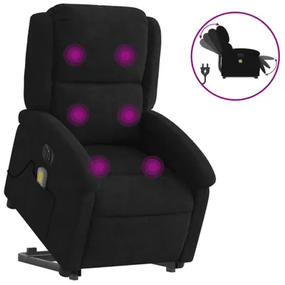 Immagine prodotto di Poltrona Alzapersona Massaggi Elettrica Reclinante Nera Velluto