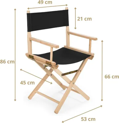 Obrázek produktu pro Ředitelská židle barva černá skládací ředitelská židle, kempingová židle balkonová, zahradní, kempingová, skládací židle do 100 kg