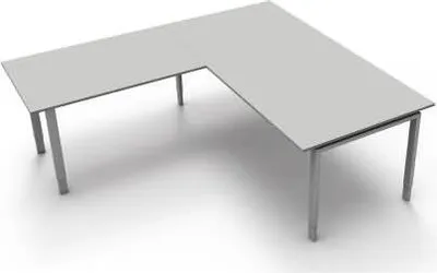 Produktbild von Kerkmann Schreibtisch Besprechungstisch 4170 Form 5 200x100x68-82 cm Vierfuß-Gestell höhenverstellbar mit Anbautisch Lichtgrau