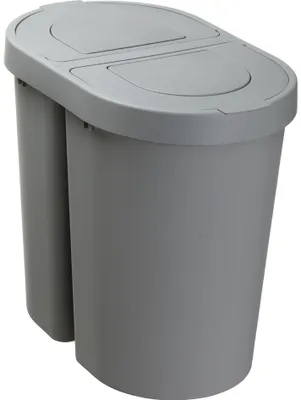 Produktbild von plast team Abfalltrenner SEATTLE DUO 2 x 25 Liter silber