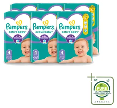 Immagine prodotto di 6 pannolini Pampers Active Baby, taglia 4, da 9 a 14 kg - confezione grande - 6 pezzi