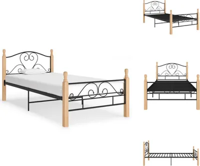 Produktbild von vidaXL Bettgestell Schwarz Metall 90x200 cm -  Betten & Bettgestelle