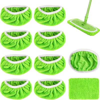 Produktbild von Bodenwischer Ersatzbezug Nachfüllpack für Swiffer: 10 Stück Tuch Waschbar Wischmopp Bezug, 25,4x11,5 cm Trockene Feuchte Bodentücher,Mop Pads Wischbezüge für Swiffer