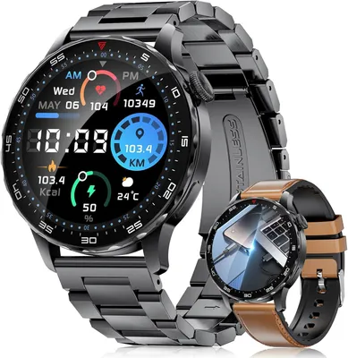 LIGE Mens Smartwatch mit Telefonfunktion Fitness Uhr AMOLED 123 Sportmodi Herzfrequenz Schlaf SpO2 Wasserdicht Android iOS