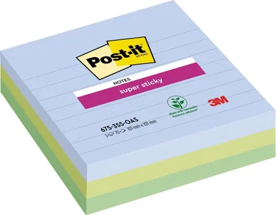 Image de Post-it® 7100259444 Post-it® Super Sticky Oasis Notes repositionnables extra-fortes, couleurs assorties 3 blocs