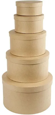 Produktbild von Hutschachtel-Set, rund, H 8+10+13+15+19 cm, D 16,5+18,5+24+28,5+35,5 cm, 5 Stk/ 1 Set [HOB-26466]