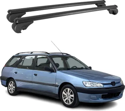 Image de Barres de toit Transversales pour Peugeot 306 1997-2001 Break Aluminium Noir