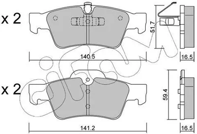 Produktbild von CIFAM Bremsbeläge Satz Hinten Bremsklötze passend für MERCEDES-BENZ M-Klasse (W164) 822-568-1