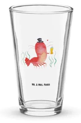 Produktbild von Mr. & Mrs. Panda Wasserglas Hummer Weizen - Transparent - Geschenk, Pint Glas, Wirtschaft, Cocktailglas, Bierglas, Gasthaus, Longdrinkglas, Tumbler, Kneipe, Garnele, Meer