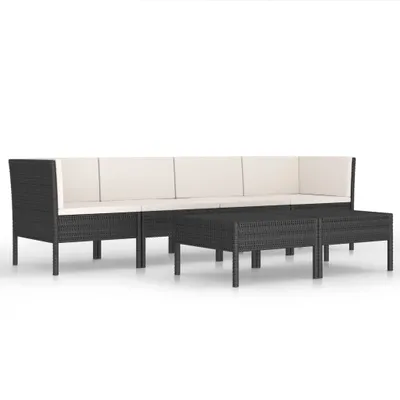 Produktbild von vidaXL 6-tlg. Garten-Lounge-Set mit Auflagen Poly Rattan Schwarz