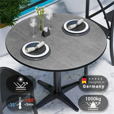 Produktbild von COMPACT | Gastro HPL Tischplatte | Ø 60 cm | Beton | Rund | Gastro HPL Tischplatte