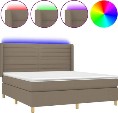 Produktbild von vidaXL Boxspringbett mit Matratze & LED Taupe 160x200 cm Stoff