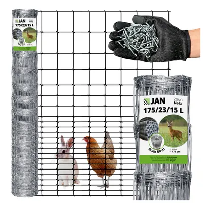 Produktbild von Wildzaun - Knotengeflecht - verzinkt Forstzaun - 175/23/15 L - 50m - Dicht - Wetterbeständig