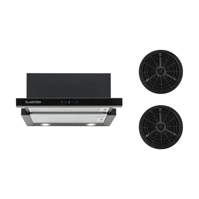 Produktbild von Klarstein Vinea Dunstabzugshaube - Flachschirm-Dunstabzugshaube, Unterbau-Dunstabzugshaube, Umluftset, 60 cm, 610m³/h, 3 Leistungsstufen, zuschaltbare Beleuchtung, Aktivkohlefilter, schwarz