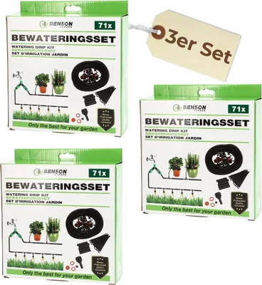 Produktbild von 3er Set 15m Bewässerung Garten Tropfbewässerung Tröpfchenbewässerung Tropfschlauch Bewässerungssystem Bewässerungsset Hochbeet Balkon Pflanzen