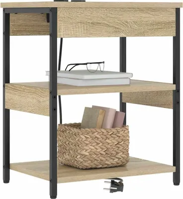 Image de vidaXL Table de chevet, lot de 2, chêne Sonoma, 41 x 31 x 51 cm, bois d'ingénierie