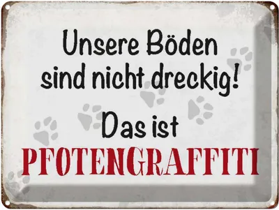 Produktbild von vianmo Blechschild 30x40 cm Hund Boden Pfotengraffiti