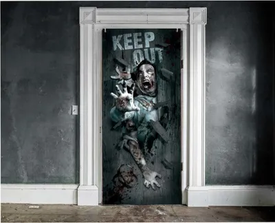 Zdjęcie produktu dla Halloweenowa dekoracja drzwi zombie winda kolorowa 46x152cm - jeden rozmiar dla wszystkich