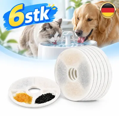 Image de Filtres de remplacement pour fontaines à eau, distributeurs d'eau, fontaines pour chats, fontaines pour animaux (chats et chiens) - quantité : 6