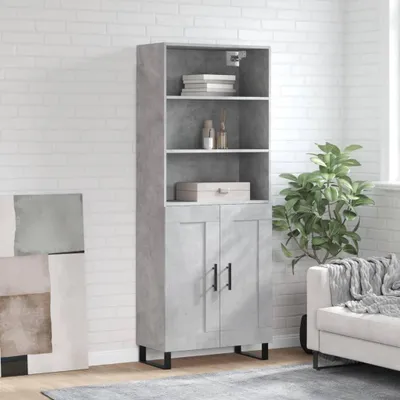 Produktbild von vidaXL Highboard Betongrau 69,5x34x180 cm Holzwerkstoff