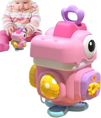 Immagine prodotto di Giocattolo sensoriale educativo per bambini e bambine a partire da 1 anno, giocattolo 6 in 1 per neonati dai 12 ai 18 mesi, rosa, regalo per il primo anno di vita