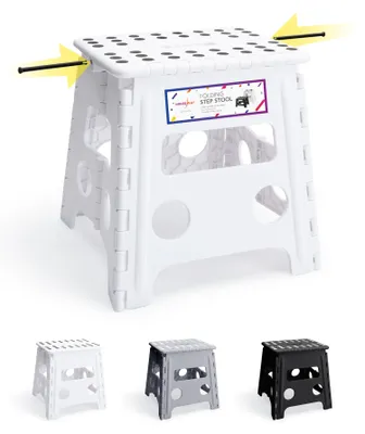 Productafbeelding van 33 cm opstapkruk, inklapbaar, wit, opvouwbare kruk, tot 136 kg, voor volwassenen