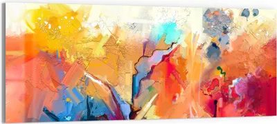 Produktbild von DEQORI Glasbild Echtglas 125x50 cm 'Farbenreiches Ölgemälde' Wandbild Bild modern Deko
