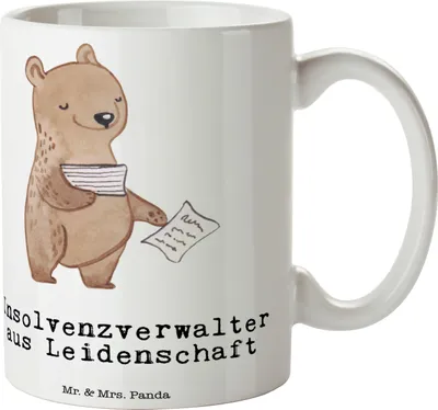Produktbild von Mr. & Mrs. Panda Teebecher Insolvenzverwalter Leidenschaft - Weiß - Geschenk, Teetasse, Tasse, Kaffeetasse, Kaffeepott, Kaffeebecher, Pott