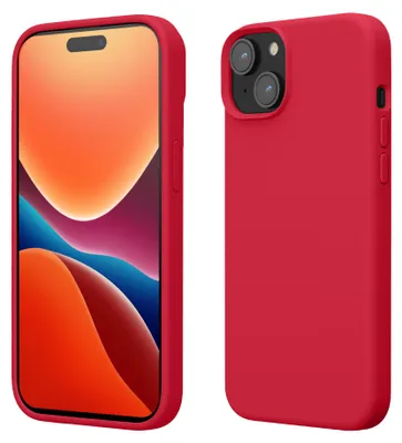 Produktbild von kwmobile Handyhülle für iPhone 15 Hülle, für iPhone 15 Case - Hülle Silikon - kabelloses Laden - Granatapfelrot