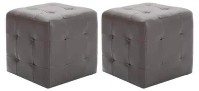 Produktbild von 2er Set Nachttisch Sitzhocker Fußhocker Sitzwürfel Grau 30x30x30cm Kunstleder