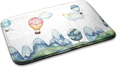 Produktbild von Teppich Kinderteppich Schlafzimmer Modern - 90 cm x 60 cm - Luftballons Über Bergen