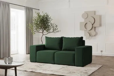 Produktbild von Sofa Designersofa ESTELLE 2-Sitzer in Stoff Opera Velvet Dunkelgrün