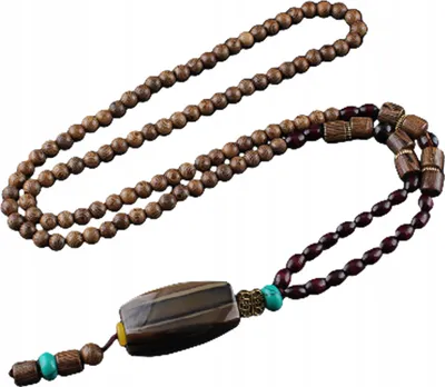 Produktbild von Holzkette NEPAL BUDDHIST MALA Amulett PERLEN HANDGEMACHT