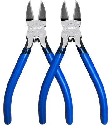 Productafbeelding van KAIHAOWIN, 2 stuks, 15,2 cm kniptangen, draadsnijders, scherpe snijders voor sieraden maken en knutselen, blauw/zwart