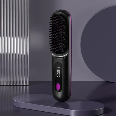 Produktbild von Glättbürste, Kabellose Heißluftbürste mit Negativ-Ionen,3 Temperaturstufen, 35W, Verbrühungsschutz,Tragbarer Haarglätter Bürste für schnelles Styling
