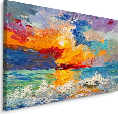 Produktbild von Fabelhafte Canvas LEINWAND BILDER 120x80 cm XXL Kunstdruck Meer Wellen Sonnenuntergang