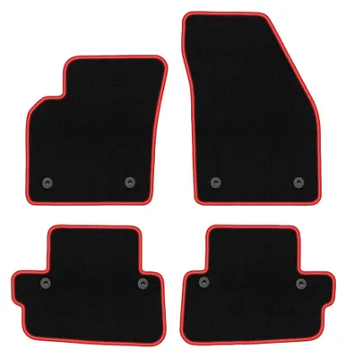 Image de Tapis de sol en moquette pour Volvo C70 II 2005-2013 (coupé) – jeu 4 pièces, noir/rouge, sur mesure – Wielganizator CARLUX