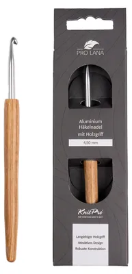 Produktbild von Pro Lana KnitPro NATURAL Aluminium Häkelnadel mit Birkenholzgriff 0,5 - 12 mm Durchmesser 4.5 mm